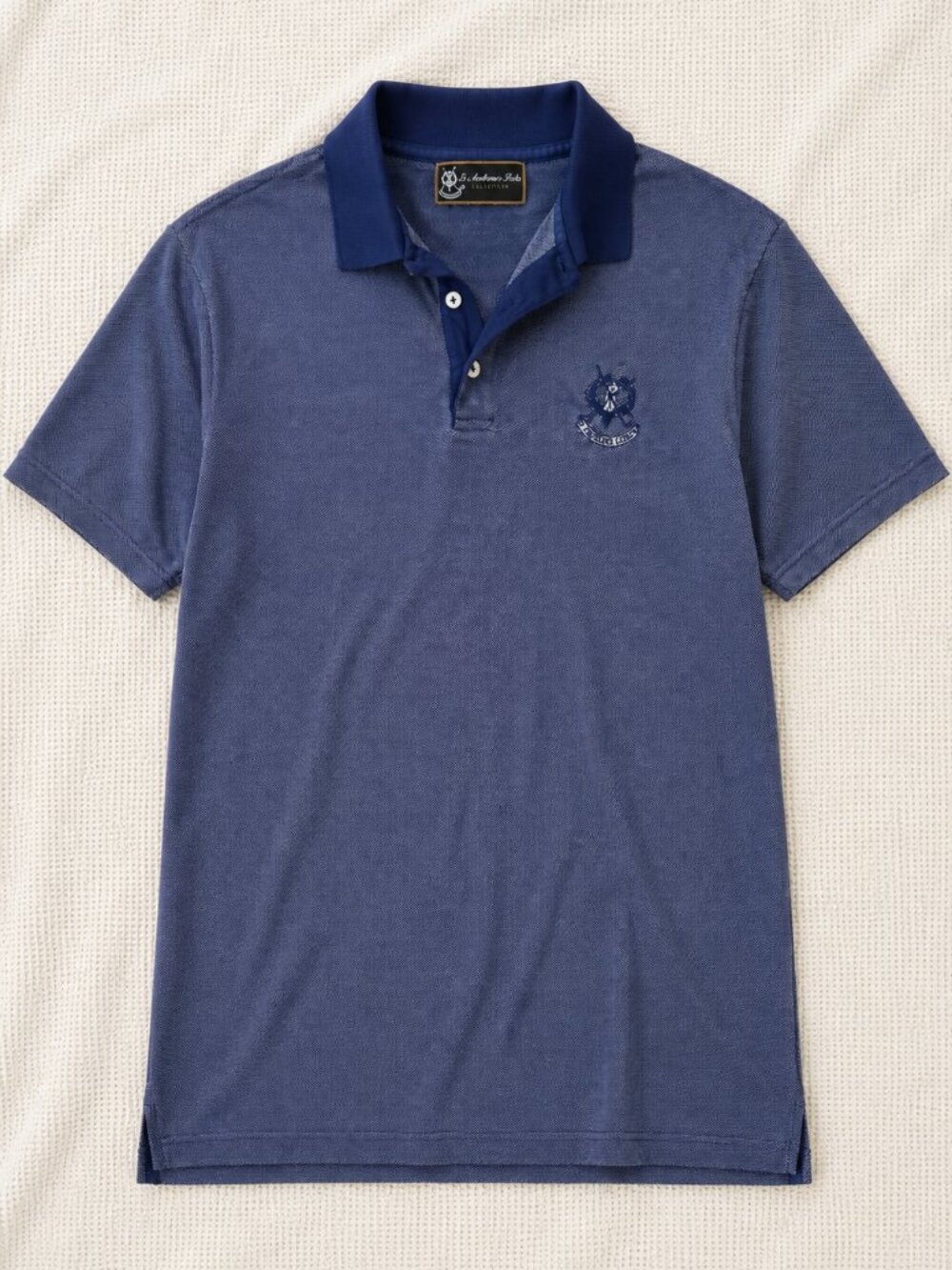 St. Andrews Links Polo Shirt | Men's Size Large | Navy Micro Print